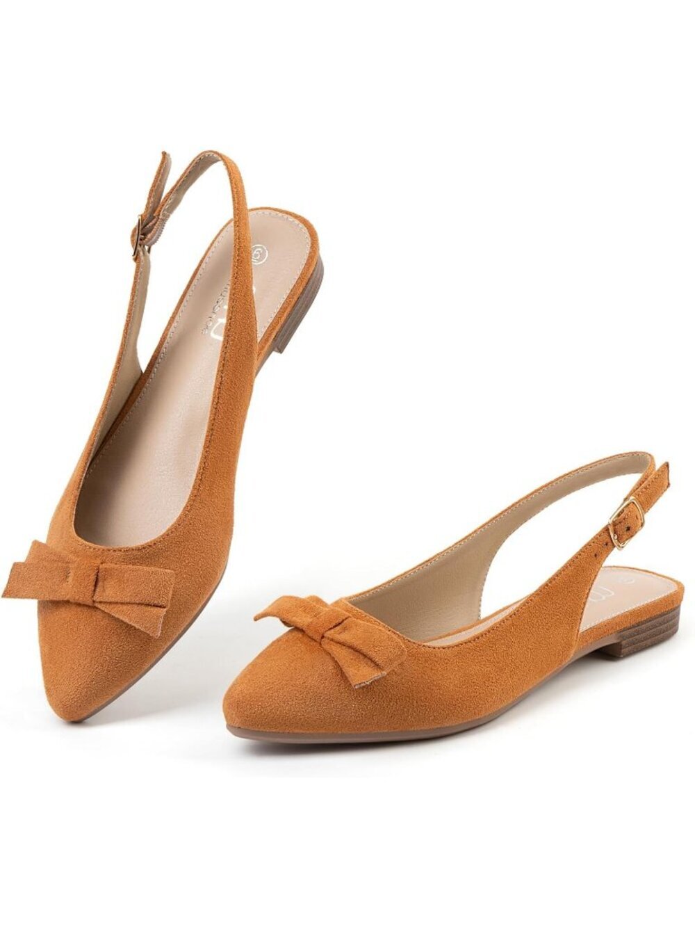 Women's Tan Suede Pointed Toe Bow Flats Comfortable Dressy Casual Party Shoes